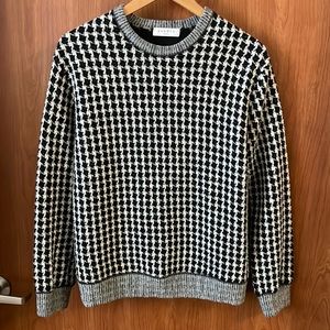 Sandro Paris Houndstooth Front Cupro Back Sweater Size 1 Small